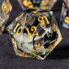 Liquid Core Glow D&D Dice Set with Sharp Edges