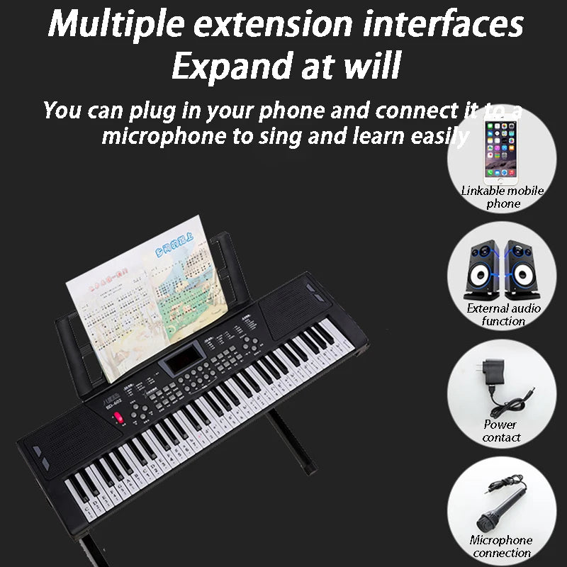 61-Key Portable Electronic Keyboard for Kids with Teaching Features