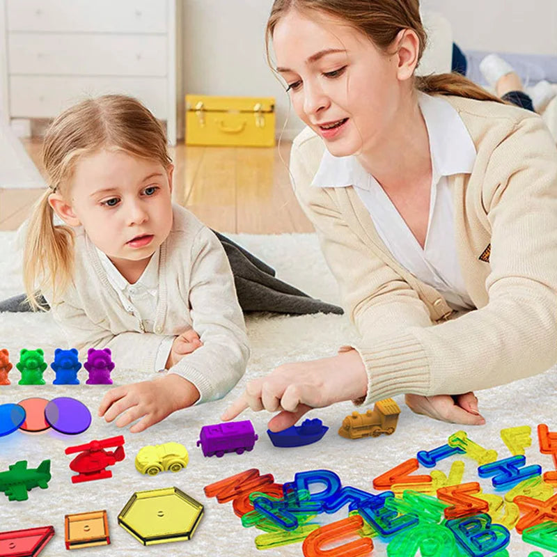 Translucent Colorful Letters & Numbers Set for Sensory Learning