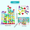 A colorful kids DIY marble run building blocks set with various tubes and ramps.