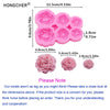 Pink silicone molds shaped like peonies and roses for resin jewelry, baking, and crafts