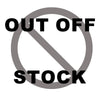 A circular prohibition sign with a diagonal line through it, indicating out of stock.