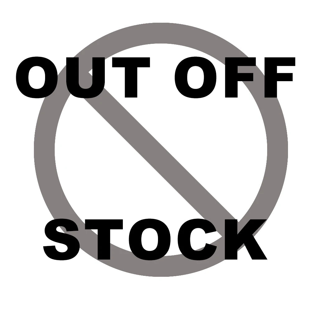 A circular prohibition sign with a diagonal line through it, indicating out of stock.