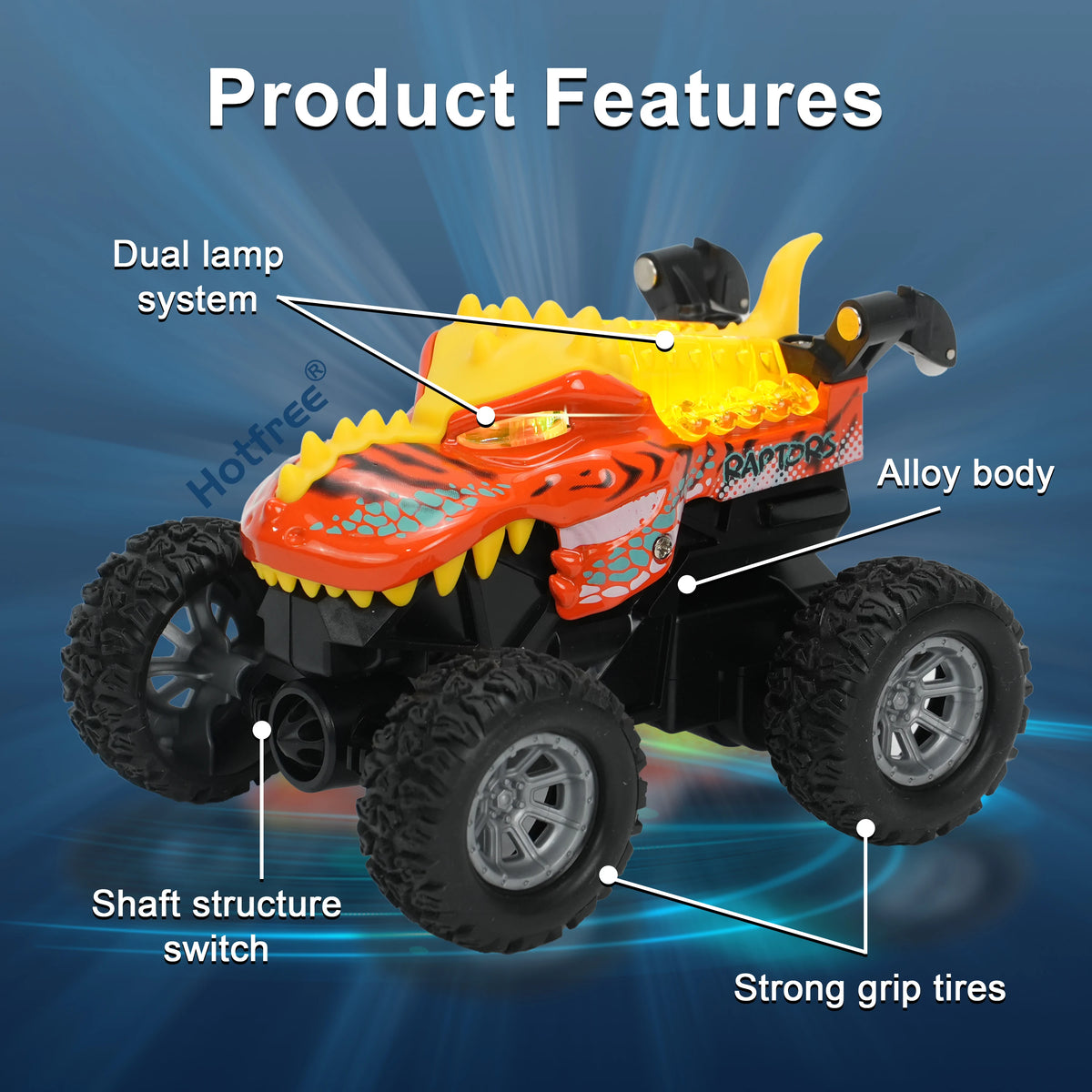 Mini RC Stunt Car with Dinosaur & Shark Designs, LED Lights, and Dual Speed
