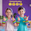 Two children holding colorful sensory fidget bracelets for calming and soothing relief