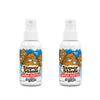 Two bottles of Super Stink Mega Bottle prank fart spray with white pump dispensers