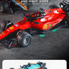 A red racing car model equipped with simulated contour lights on both sides, shown in a close-up view.