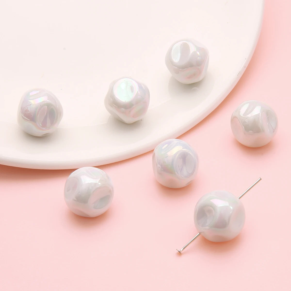 Galaxy Acrylic Beads for Jewelry Making – Round Spacer Beads in Candy Colors