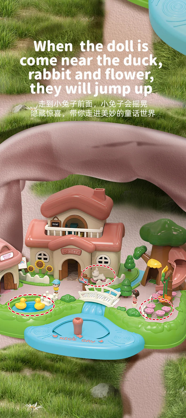 Magnetic Movable Princess Castle Dollhouse Playset