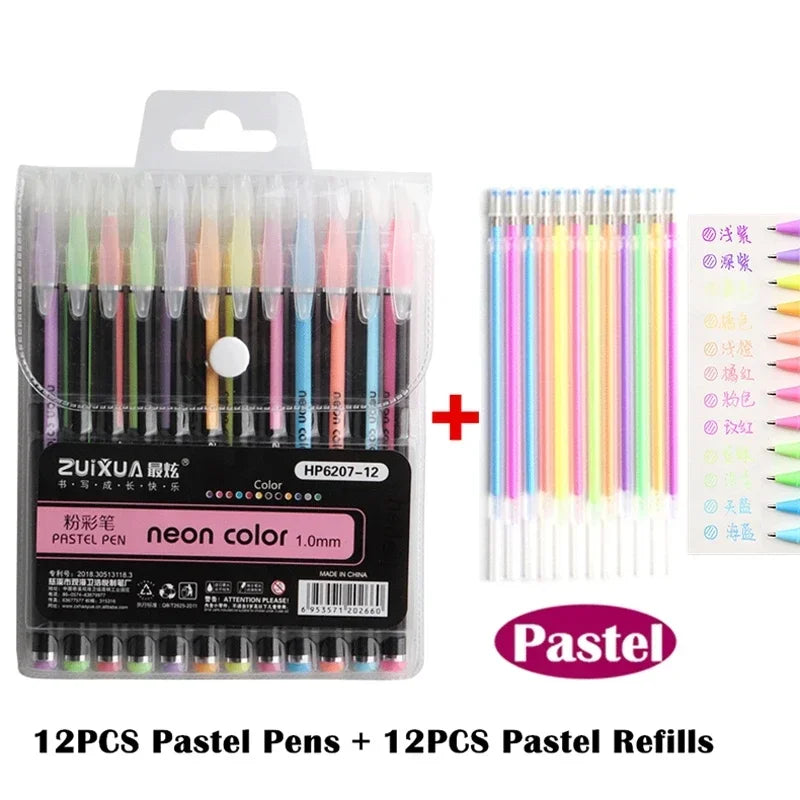 Metallic Glitter Gel Pens with Storage Case