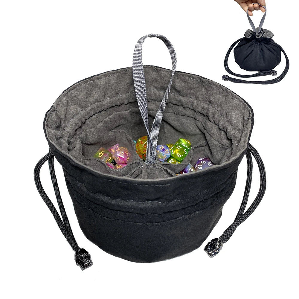Velvet Dice Storage Bag with Interior Pockets