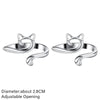 Silver adjustable cat-ear crochet rings shown against a white background.