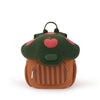 A green and red mushroom print mini backpack for toddlers.