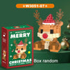 A box of Merry Christmas micro block set featuring a Santa and reindeer figure on a green background.