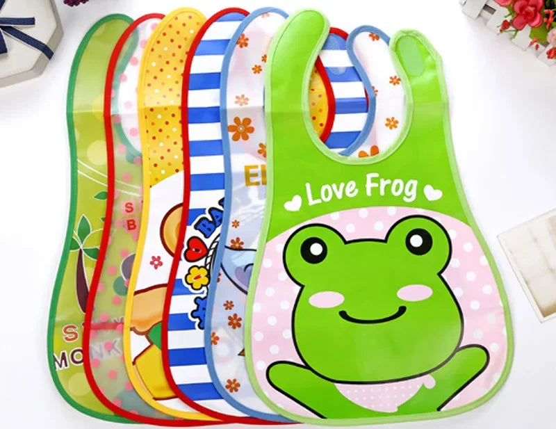Waterproof Baby Bibs (3-Pack) – Cartoon Animal Feeding Aprons for Toddlers