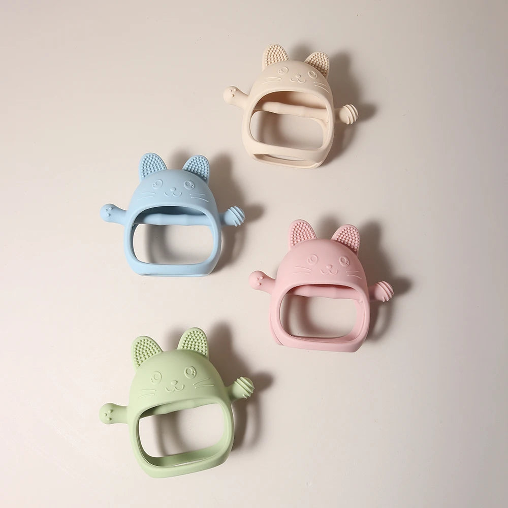 Baby Teething Mittens - Food-Grade Silicone Chew Glove with Cute Bunny Design