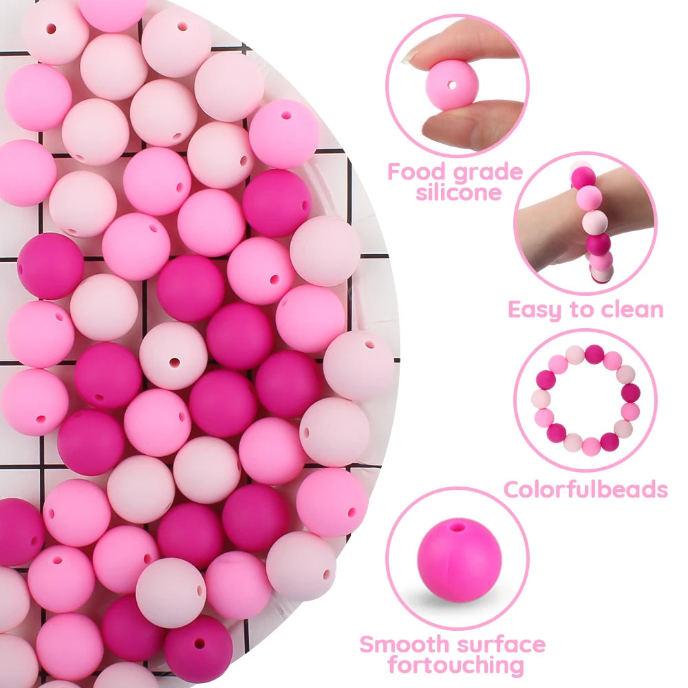 12mm Silicone Beads for DIY Jewelry Making & Crafts (20/50/100 Pack)