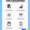 A white card displaying features of a slide puzzle brain teaser game including question banks, breakthroughs, chessboards, an