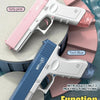 Pink and blue electric water blaster guns for kids shown in various angles