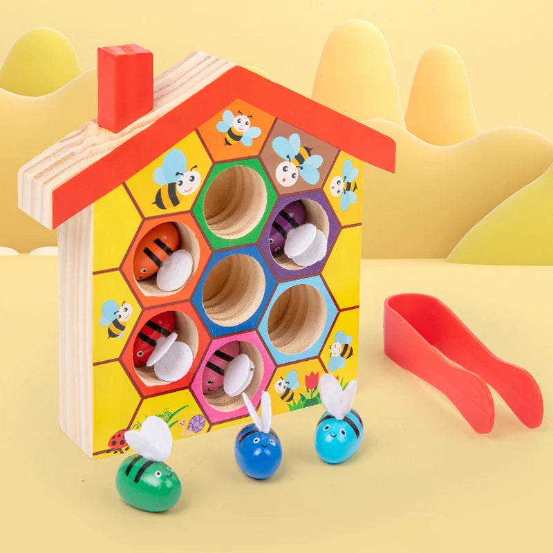 Wooden Bee Sorting & Matching Game for Toddlers