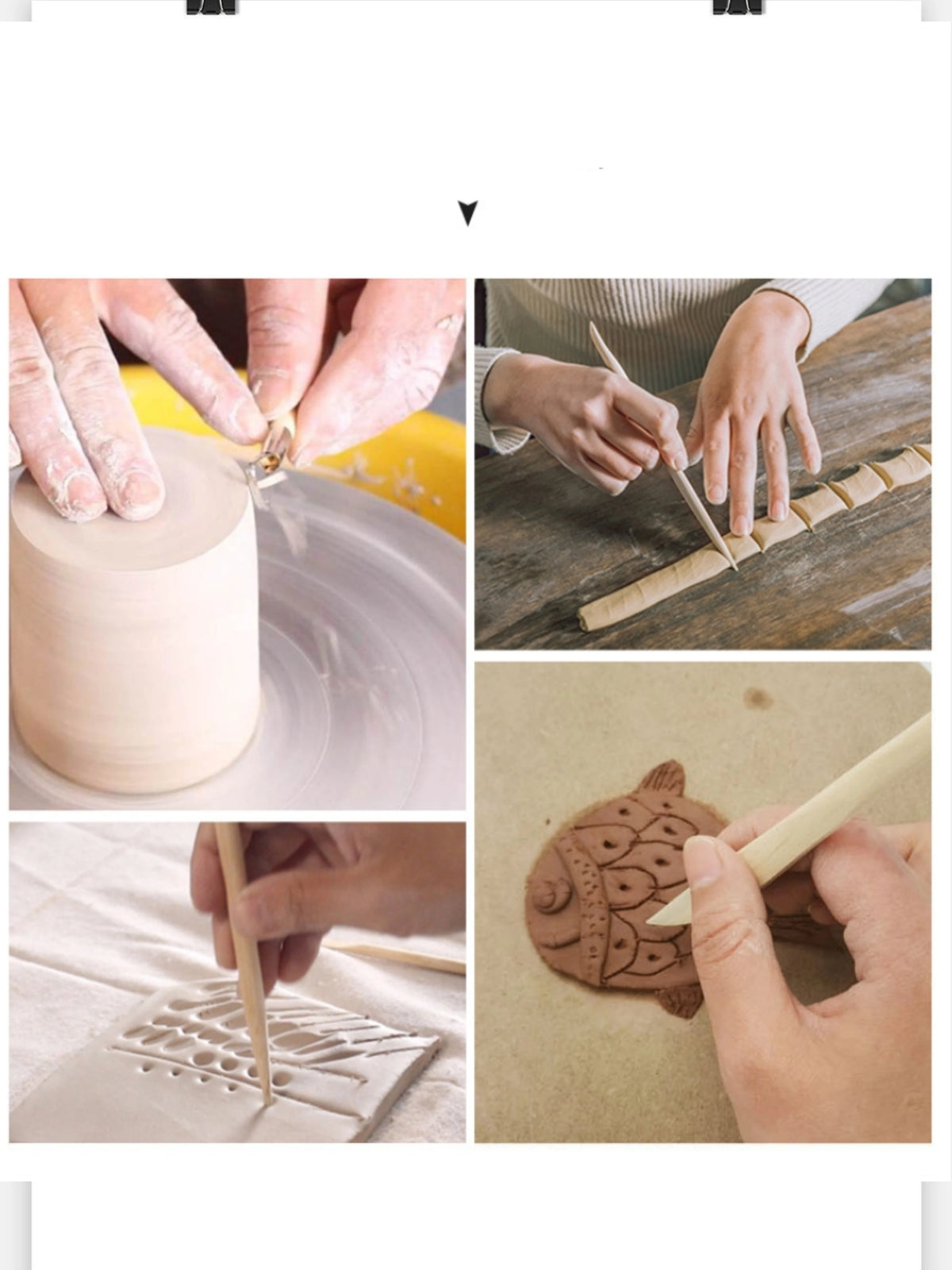 Hands are shaping and modeling light beige air dry clay for crafts.