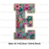 Floral letter E iron-on patch for DIY clothing and accessories