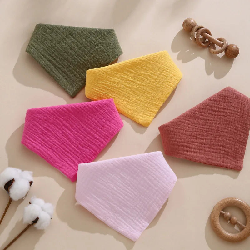 Soft Cotton Muslin Baby Bandana Bibs (4-Pack) for Feeding & Teething