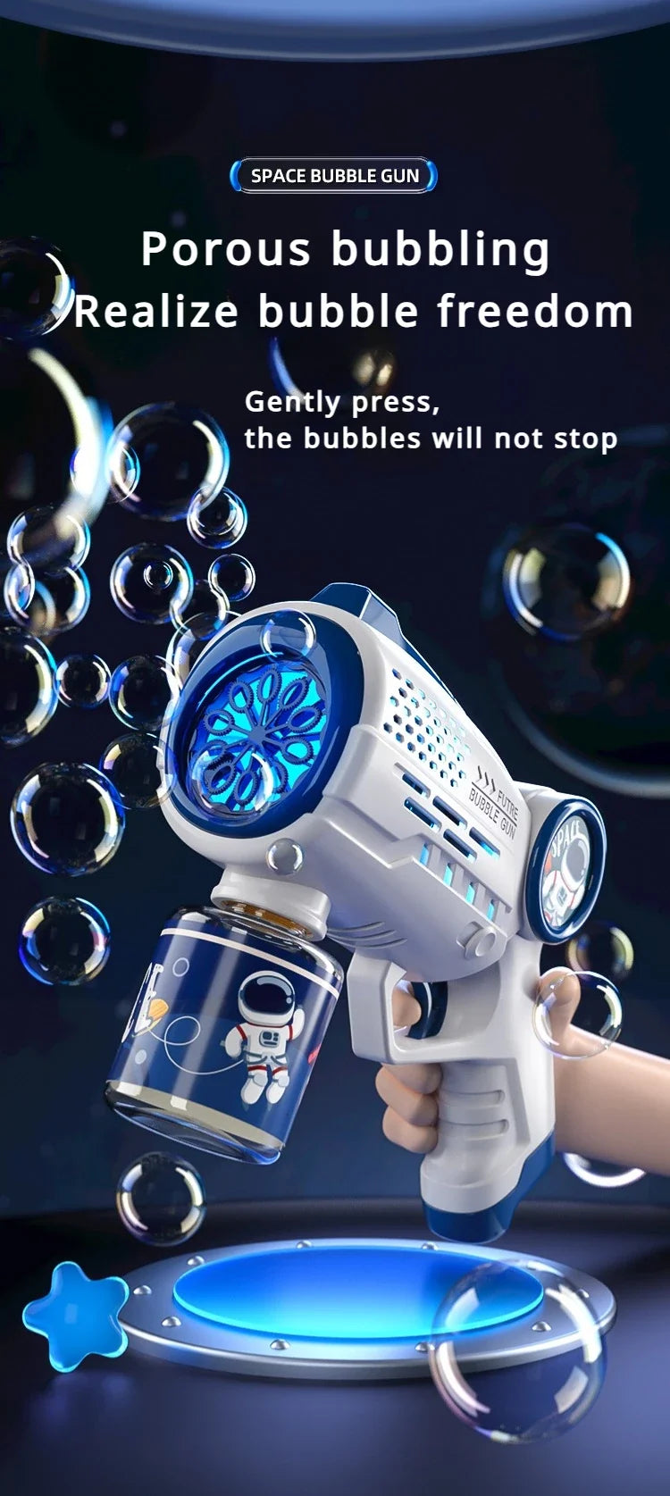 Automatic Astronaut Bubble Gun with LED Lights