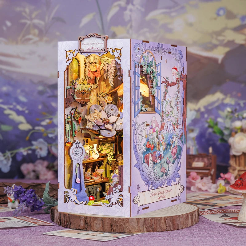 Owl Bookstore Miniature Book Nook DIY Kit with LED Lighting