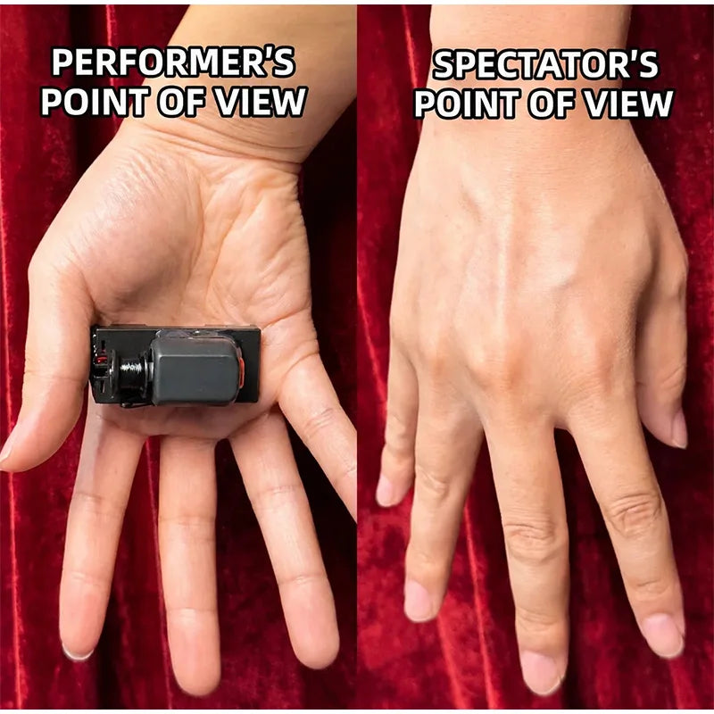 Comparison of performer's and spectator's point of view for a floating can magic trick.