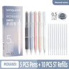Morandi series 5 pens and 10 refills for quick drying gel ink