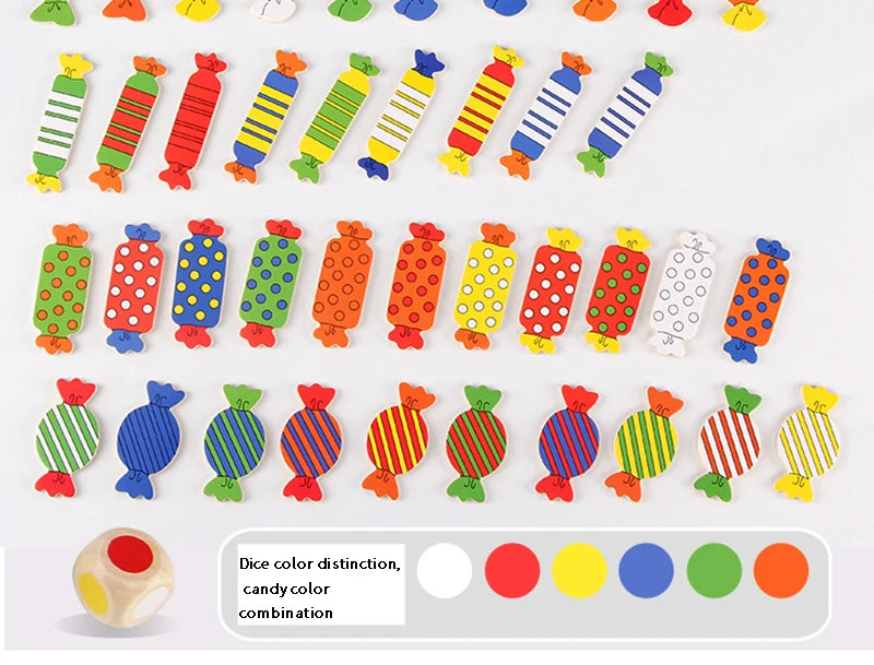 Wooden Candy Matching Game for Kids – Color & Shape Memory Toy