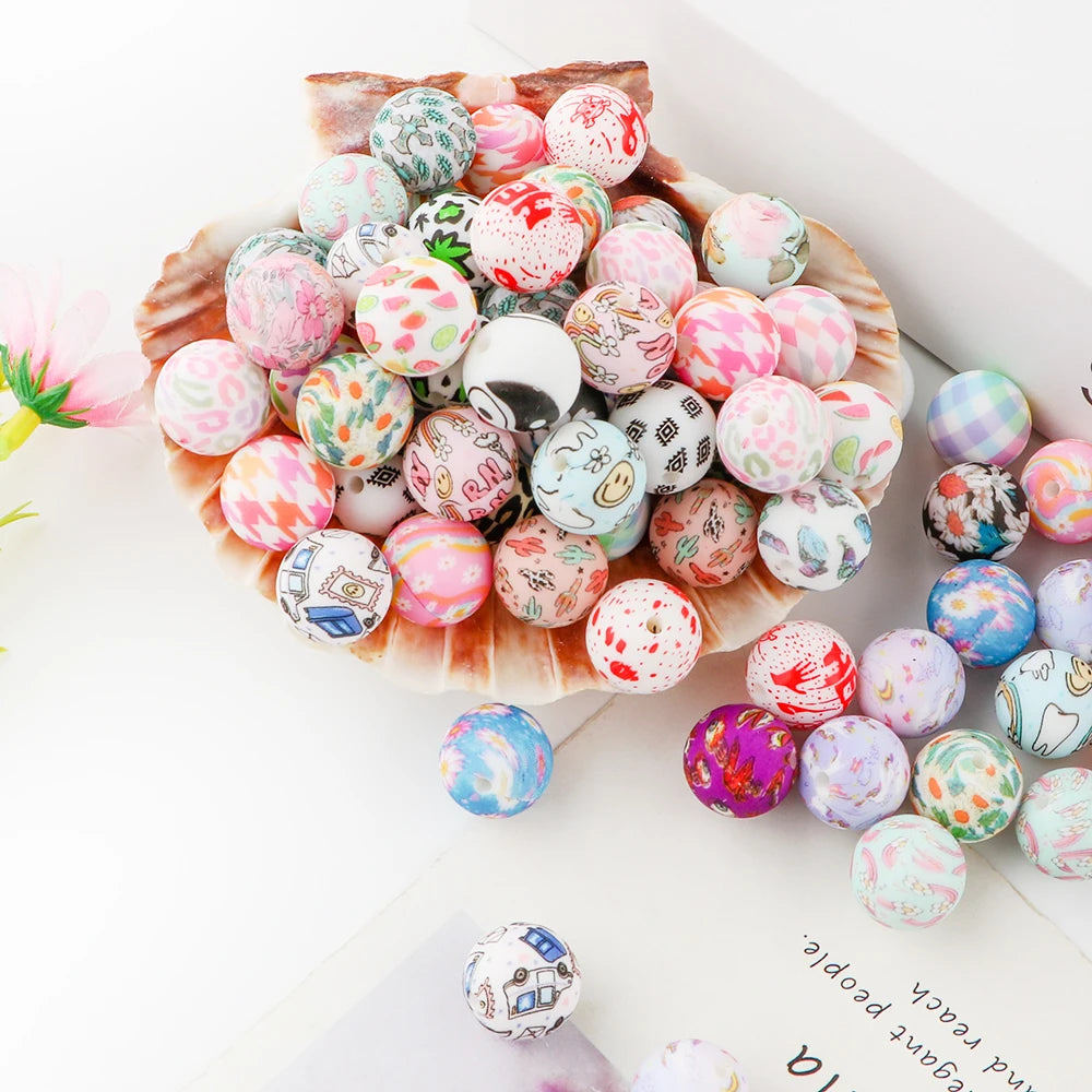 Pink Silicone Round Beads for DIY Jewelry Making