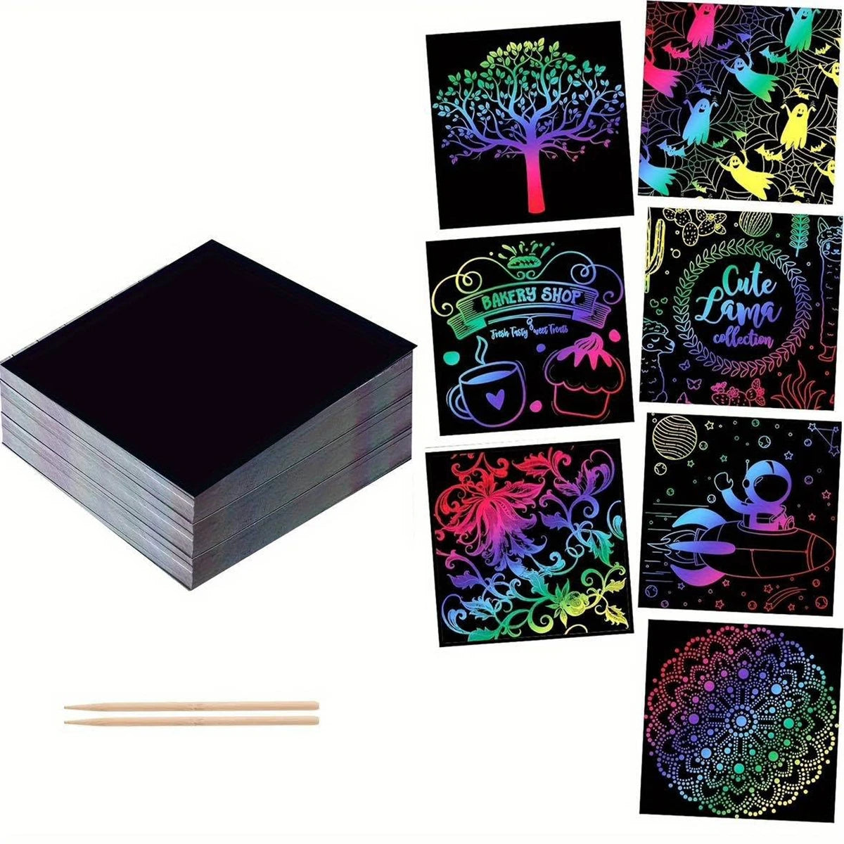 Rainbow Scratch Paper Art Set with Bamboo Stylus