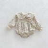 Baby Girls Lace-Trim Cotton Romper with Floral Details