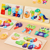 Wooden life cycle learning puzzles featuring colorful dinosaurs and eggs for toddlers