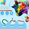 Multicolor chenille stem pipe cleaners demonstrating flexibility with bend, curl, and twist features