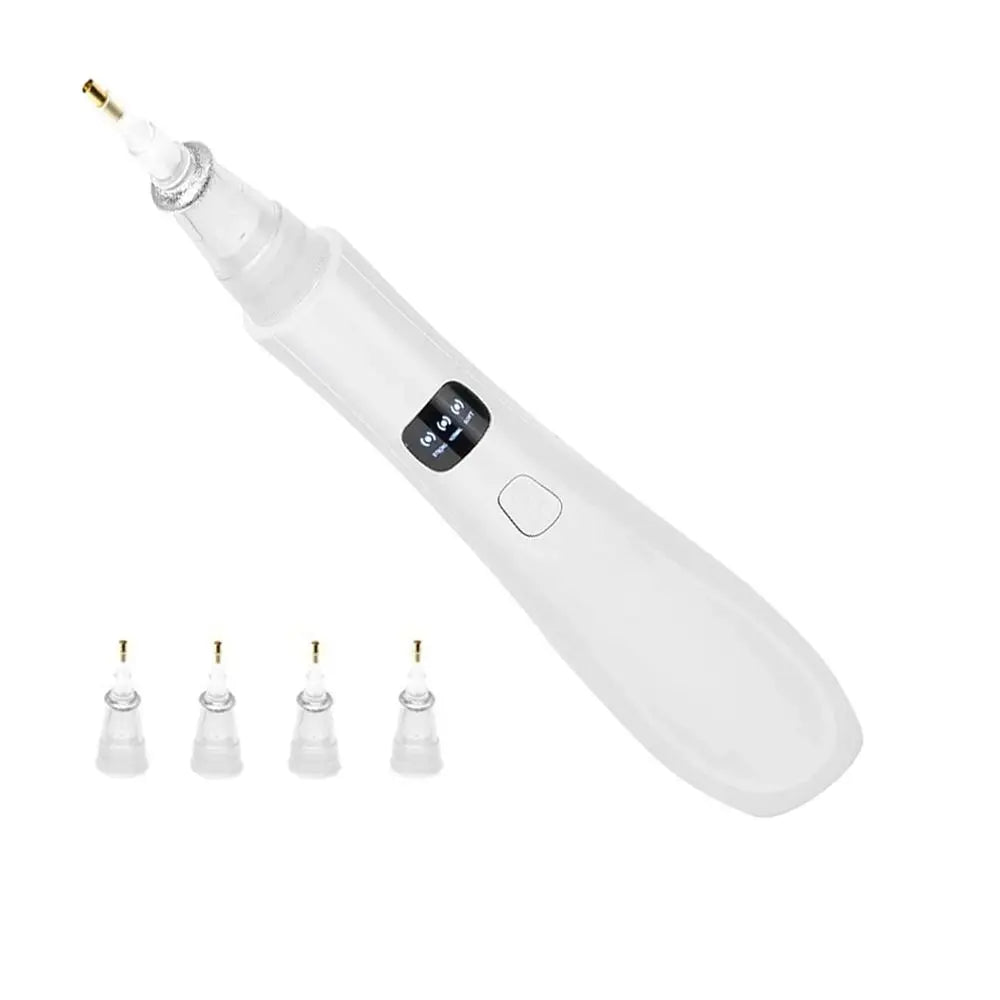 A white electric diamond painting pen with a silver tip and charging mechanism.