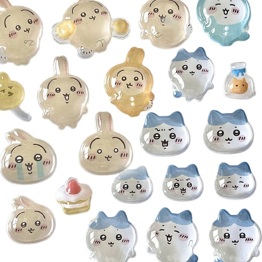 A collection of cute 3D jelly stickers featuring smiling, translucent characters in various pastel colors.