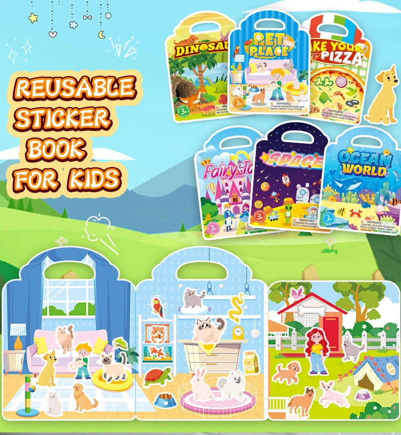 Reusable Jelly Sticker Books for Kids - Animal & Ocean Themes