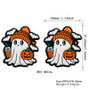 White silicone bead featuring a ghost face with an orange knitted hat and pumpkin accents