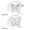 A comparison of two silicone resin molds, B15A-42 and B15A-41, showing their butterfly shapes and dimensions.