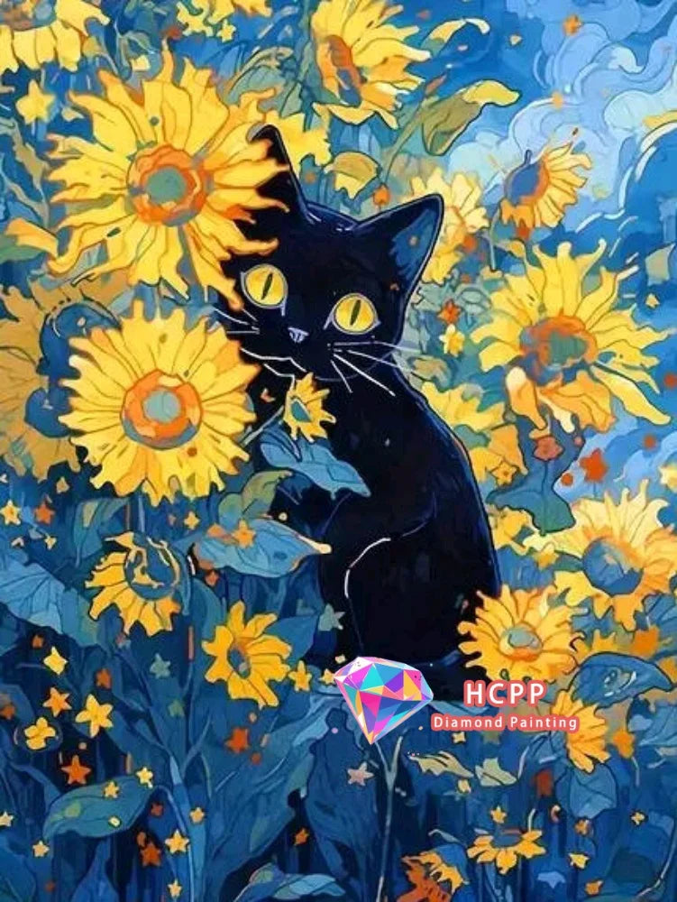 Starry Sky Cat 5D Diamond Painting Kit