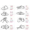 A collection of metal wire puzzle sets featuring various shapes and designs for brain teasers.