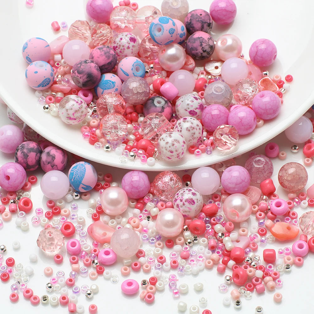 Crystal Glass Seed Beads for Jewelry Making – 45g Mixed Colors & Shapes