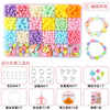 A colorful polymer clay bead jewelry making kit with various colored beads and tools for kids