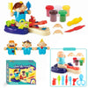 A colorful hairdresser playset for kids featuring tools like combs, scissors, and dough to style hair.