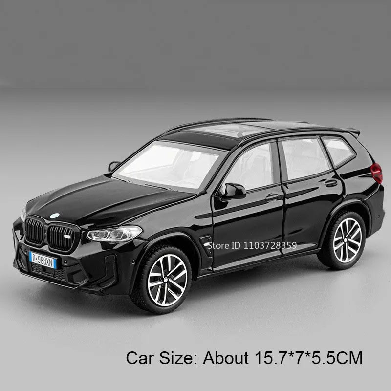 Black 1:32 scale diecast model of a BMW M4 and X3M car with lights and sound
