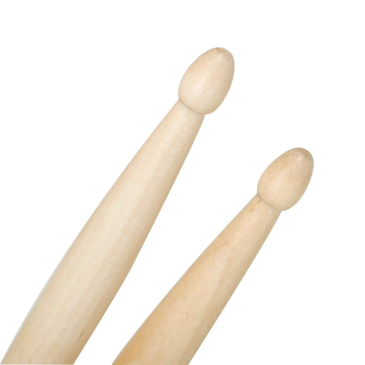 Pair of light wood maple drumsticks with smooth finish and balanced feel