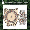 A wooden jigsaw puzzle shaped like a cat, featuring 135 unique pieces.